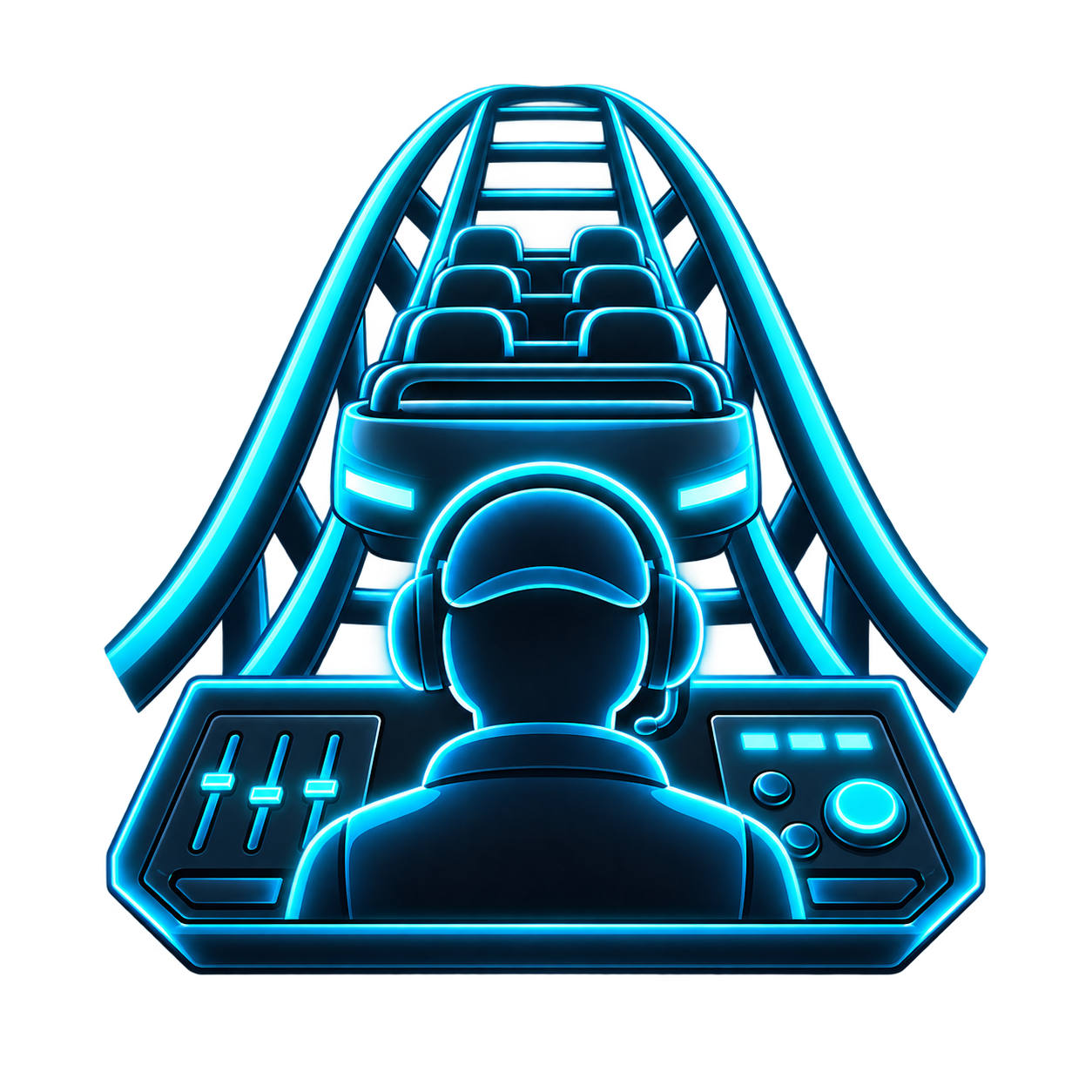 Ride-Operator-Icon mit Achterbahn und Steuerpult