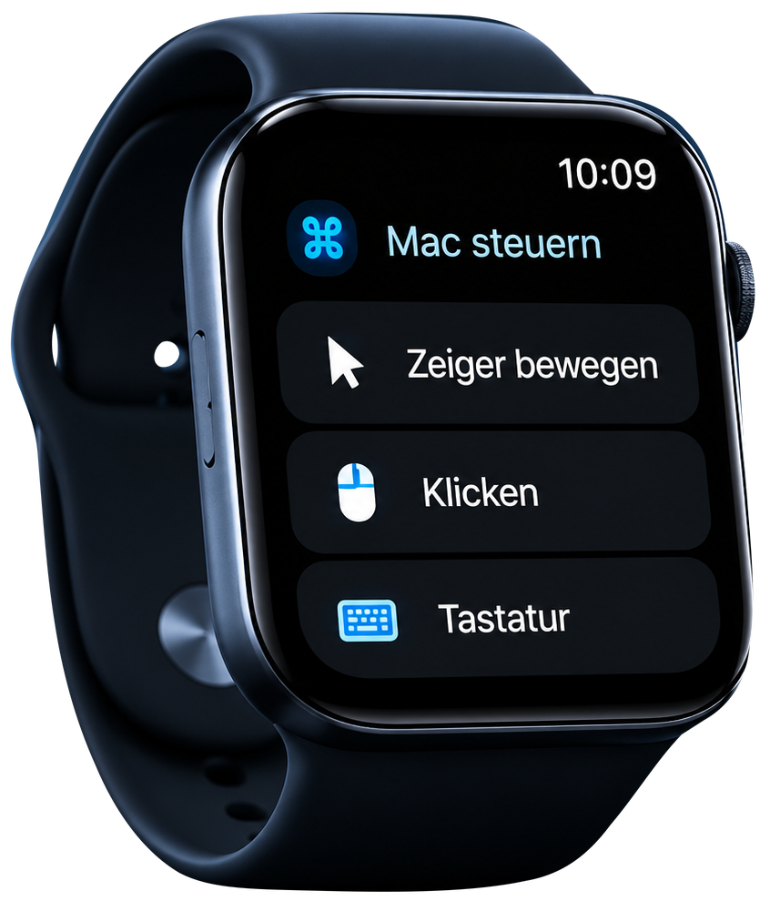 WristDesk-Konzept: Mac-Steuerung über die Apple Watch mit Zeiger, Klicken und Tastatur.