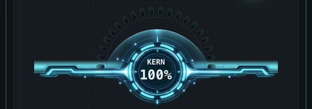 Originaler KEYFALL-Kern: cyanfarbener Schild mit Querstrebe.
